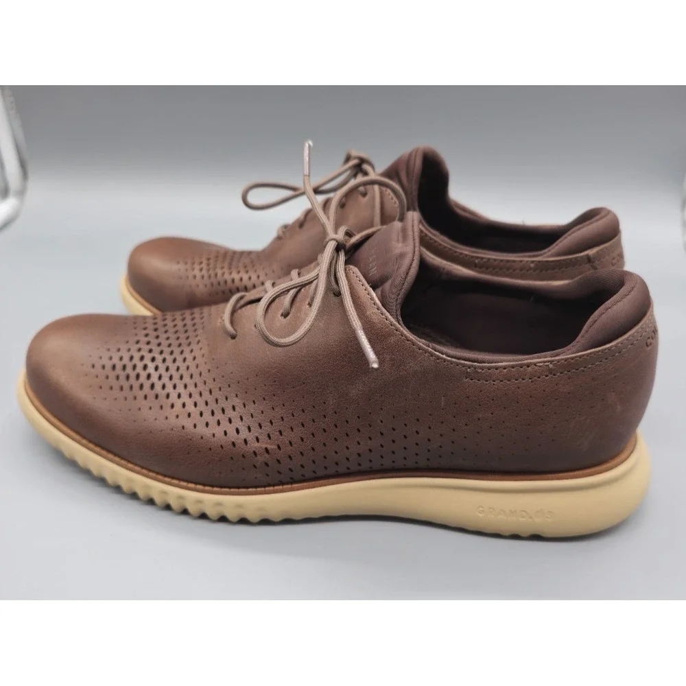 Cole Haan Men's 9.5 M ZeroGrand Laser Wingtip Oxford Brown Leather Style C39958